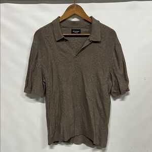 Abercrombie & Fitch Johnny Collar Polo Textured Knit Neutral Men’s L